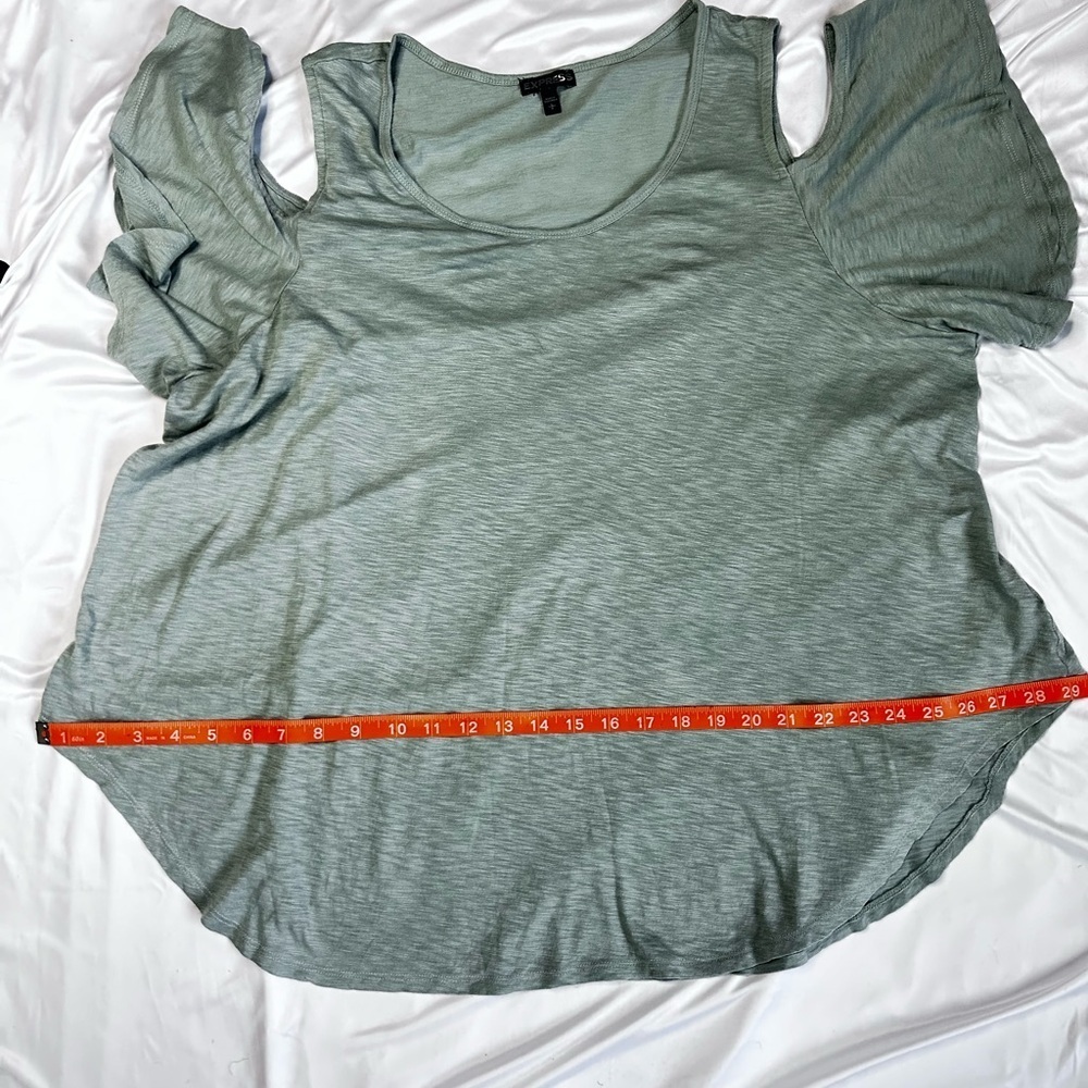 Express Sage Green Blouse with Cutout Sleeves - Picture 11 of 12